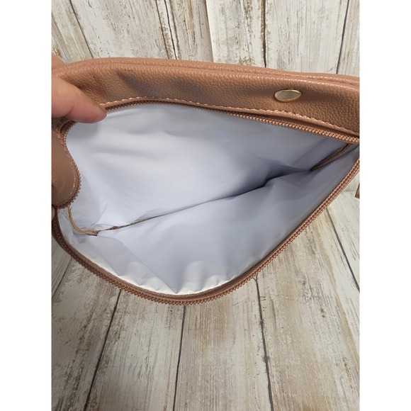 Ayla & Co Vegan Leather Diaper Bag Pouch Dusty Rose Gold Zipper Snap 10x 10 - Picture 6 of 7